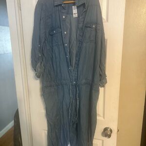 New York & Company Light Blue Denim Jumpsuit